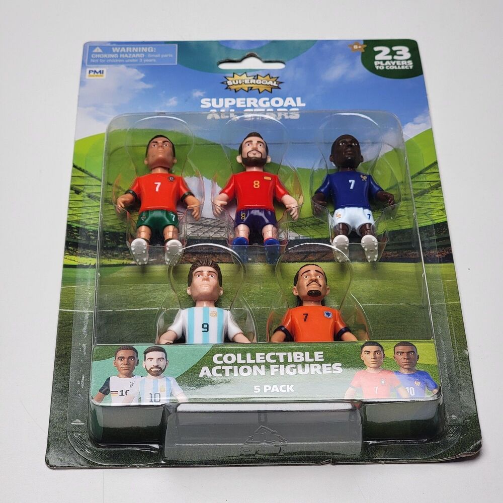 Supergoal All Stars Collectible Soccer Action Figures 5-Pack NEW Ronaldo Alvarez